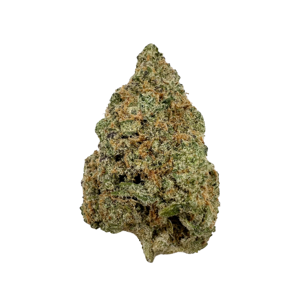 Haven Herb cannabis flower bud representing the best fruity cannabis strains with vibrant green and orange hues