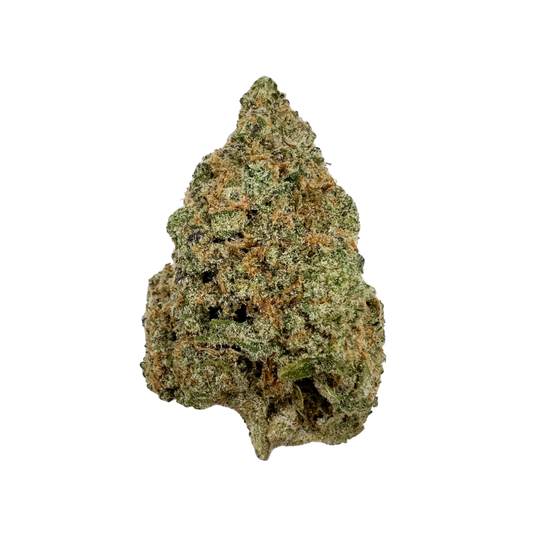 Haven Herb cannabis flower bud representing the best fruity cannabis strains with vibrant green and orange hues