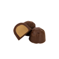 Haven Herb milk chocolate domes with creamy peanut butter filling close up on black background