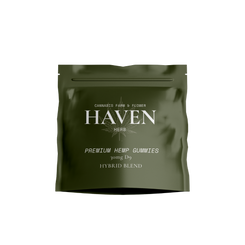 Haven Herb premium hemp gummies hybrid blend D9 edibles 30mg D9 in green resealable pouch