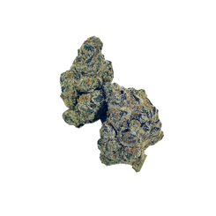 Haven Herb premium hybrid cannabis flower buds with dense trichomes and rich colors on black background