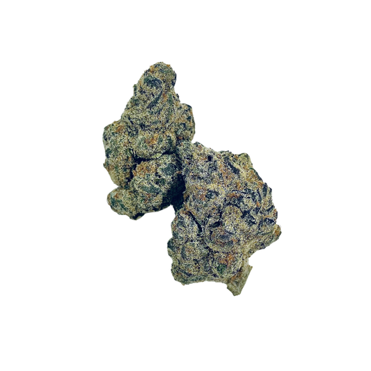 Haven Herb premium hybrid cannabis flower buds with dense trichomes and rich colors on black background